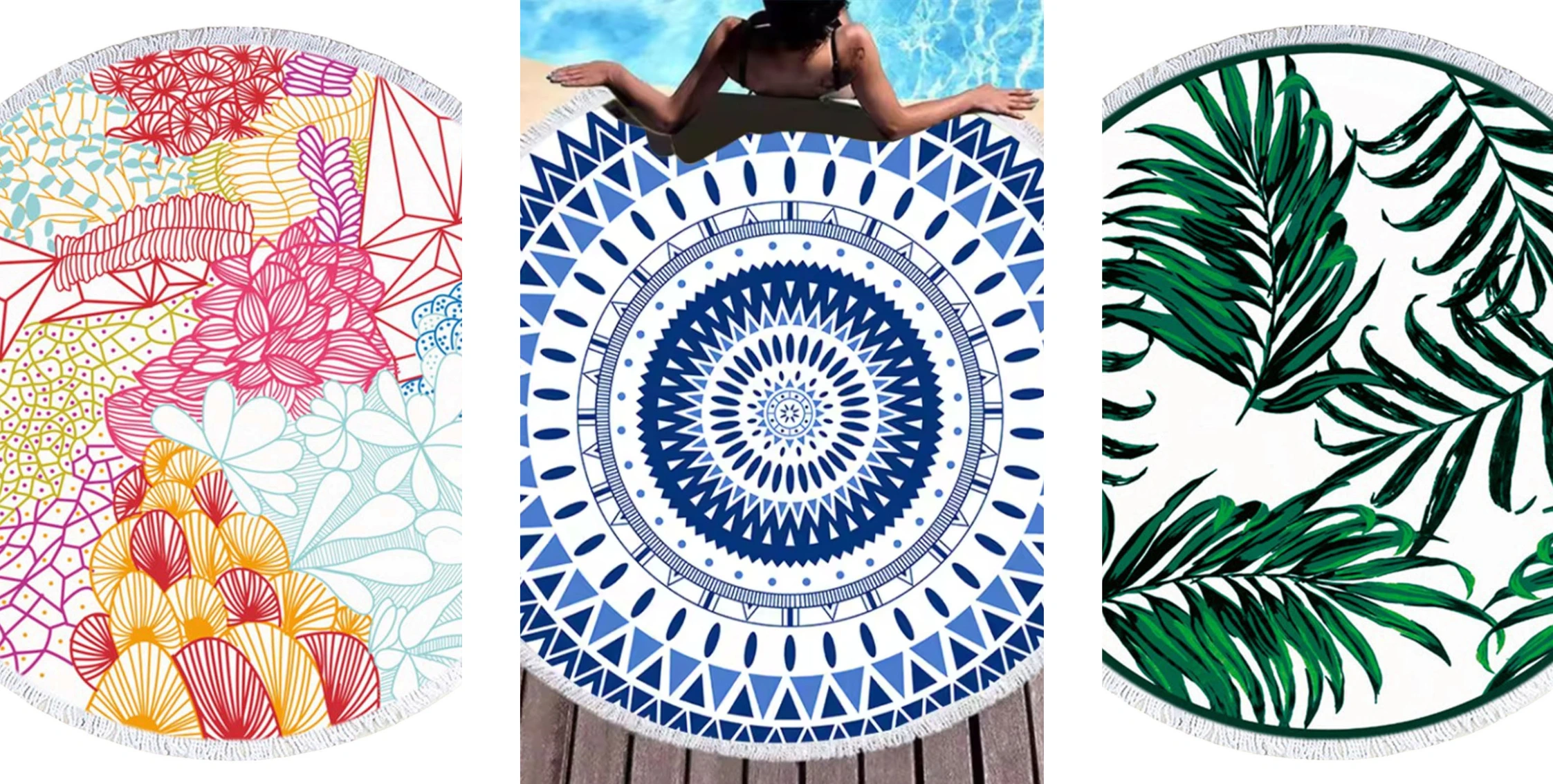 Serviette de plage ronde grande taille – Confort XXL pour bronzer à deux – Douce, absorbante et stylée – Image 26